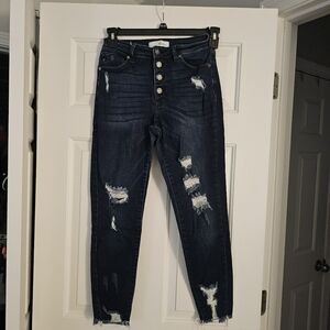 KanCan Distressed Ripped Navy Blue Jeans Size 9/28